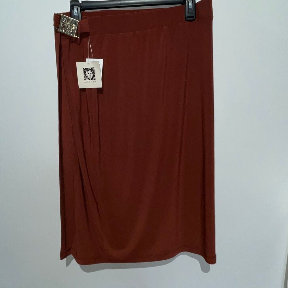 Anne Klein‎ Women's Madder Brown Draped Stretch A-line Skirt Size Small NWT